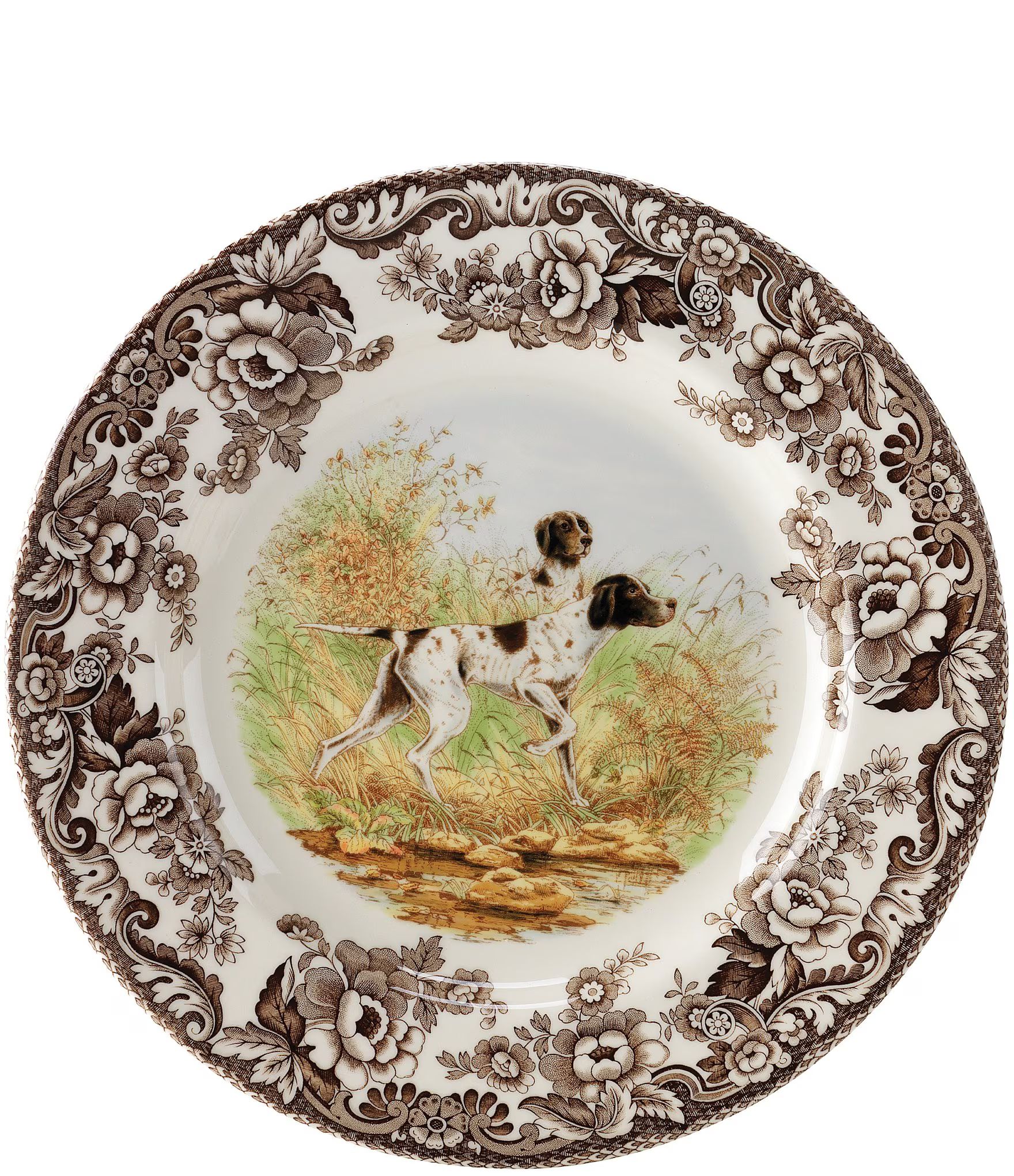 Festive Fall Collection Woodland Hunting Dogs Pointer Dinner Plate | Dillards