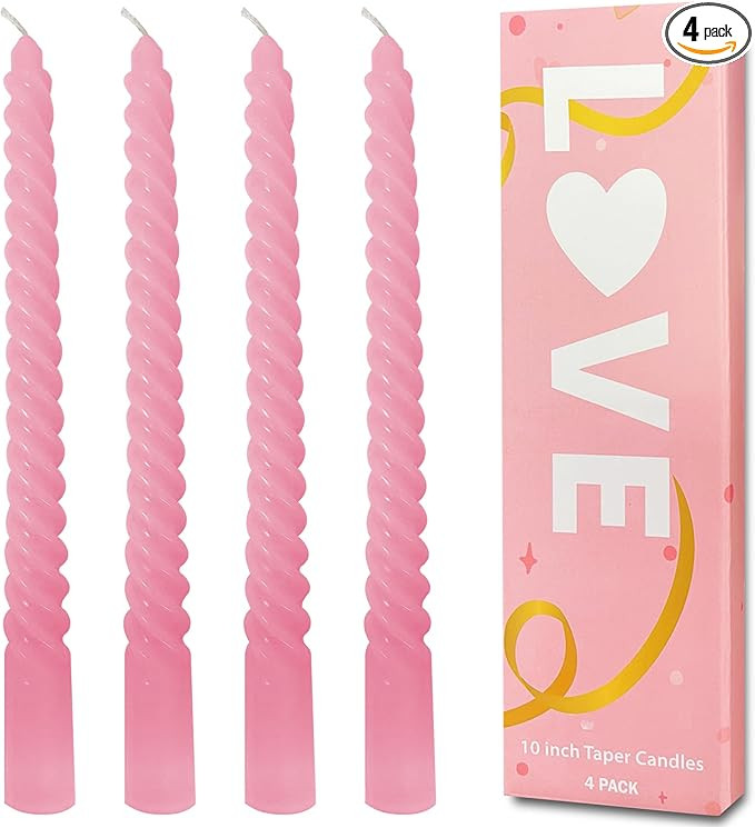 Topsics Taper Candles, Spiral Twisted Taper Candles Set of 4, Unscented Taper Candlesticks 10 inc... | Amazon (US)