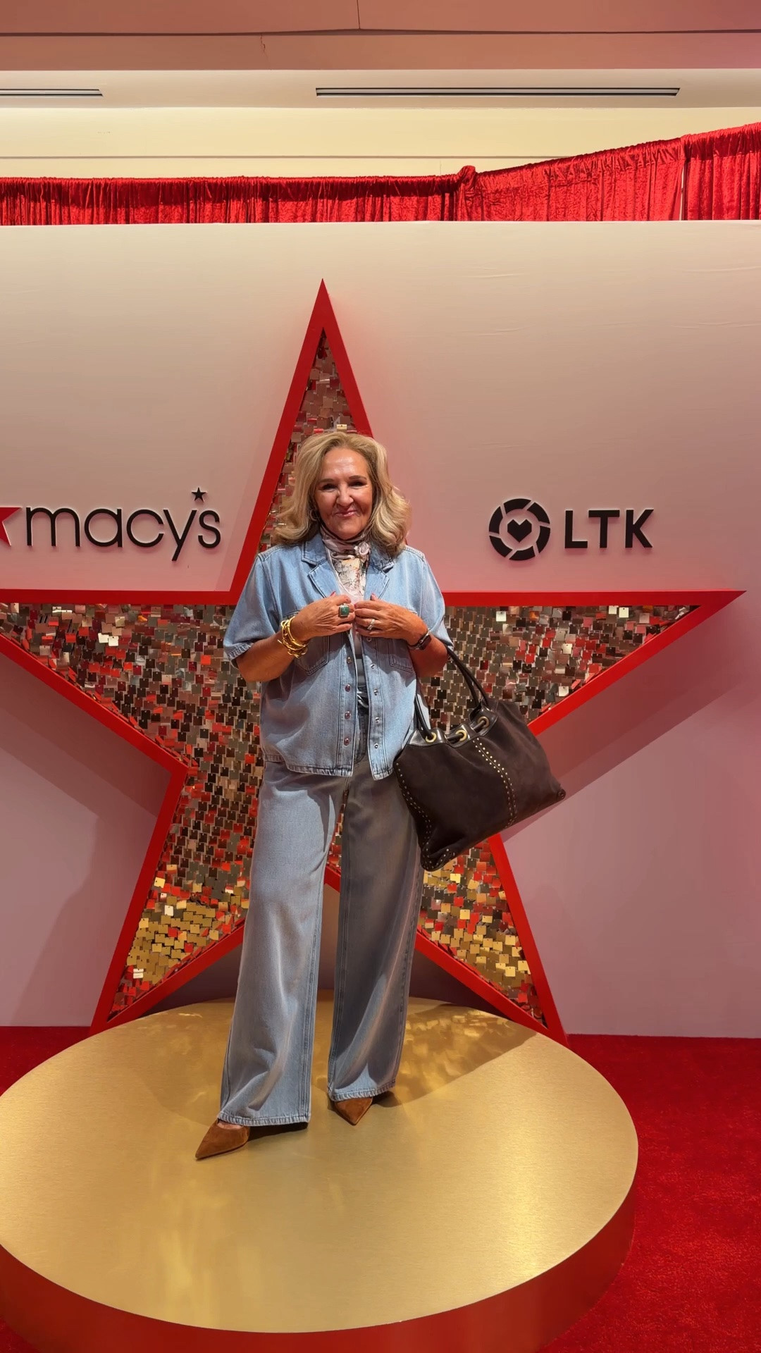 I want this set from
@Macy's !!! Jeans size down, top size medium 
Bag I believe releases in a few weeks.

#LTKCon #LTKOver40 #LTKPetite