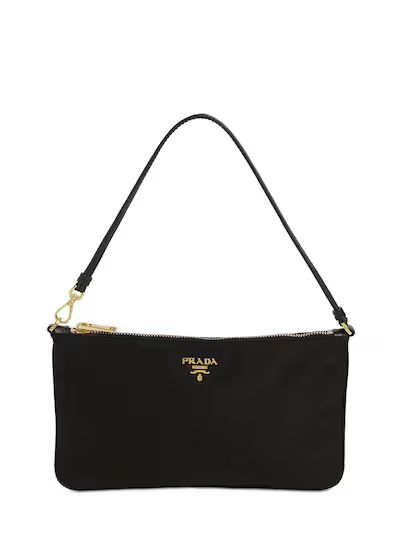 Prada, Flat nylon shoulder bag, Black, Luisaviaroma | Luisaviaroma