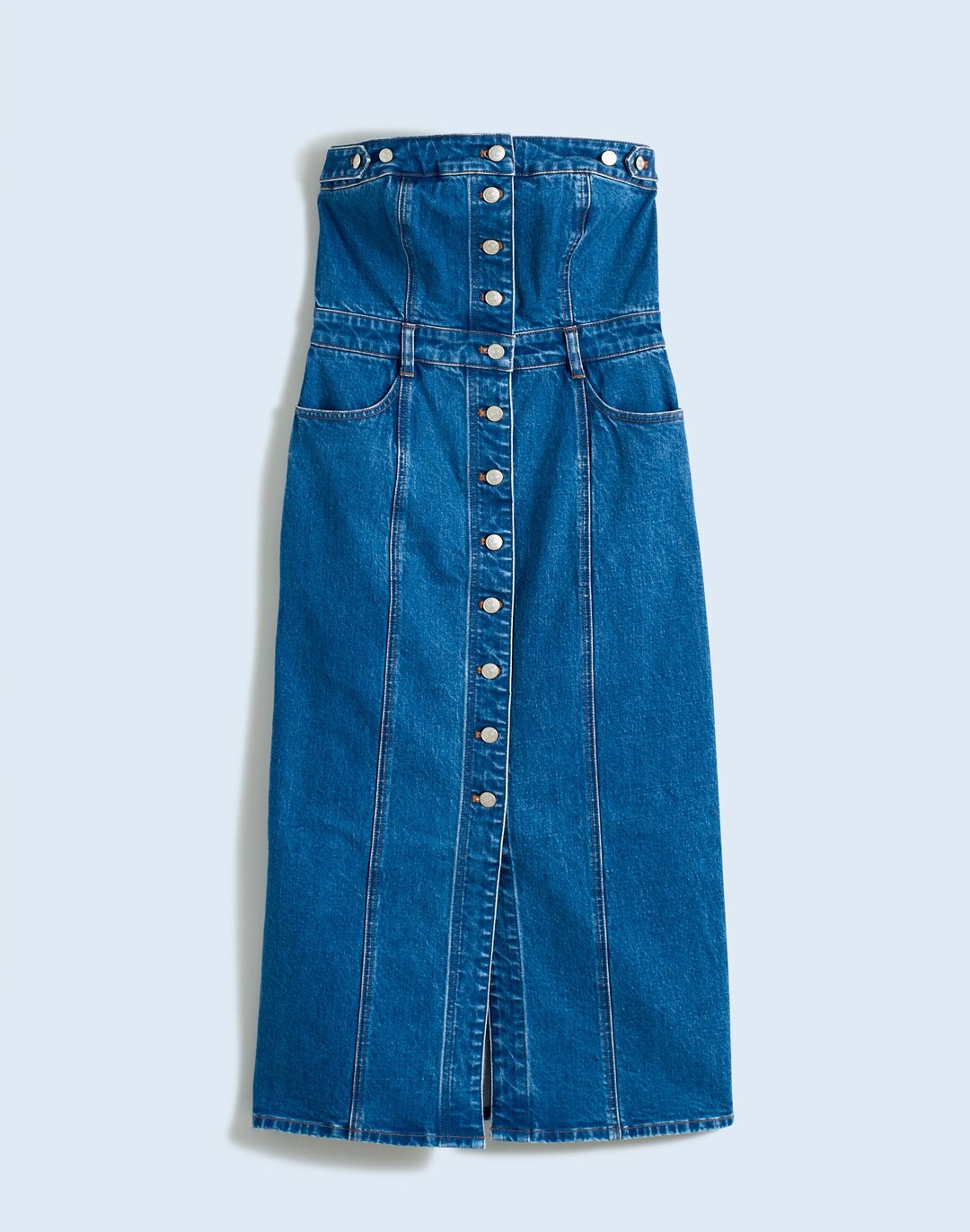 Denim Strapless Maxi Dress in McCabe Wash | Madewell