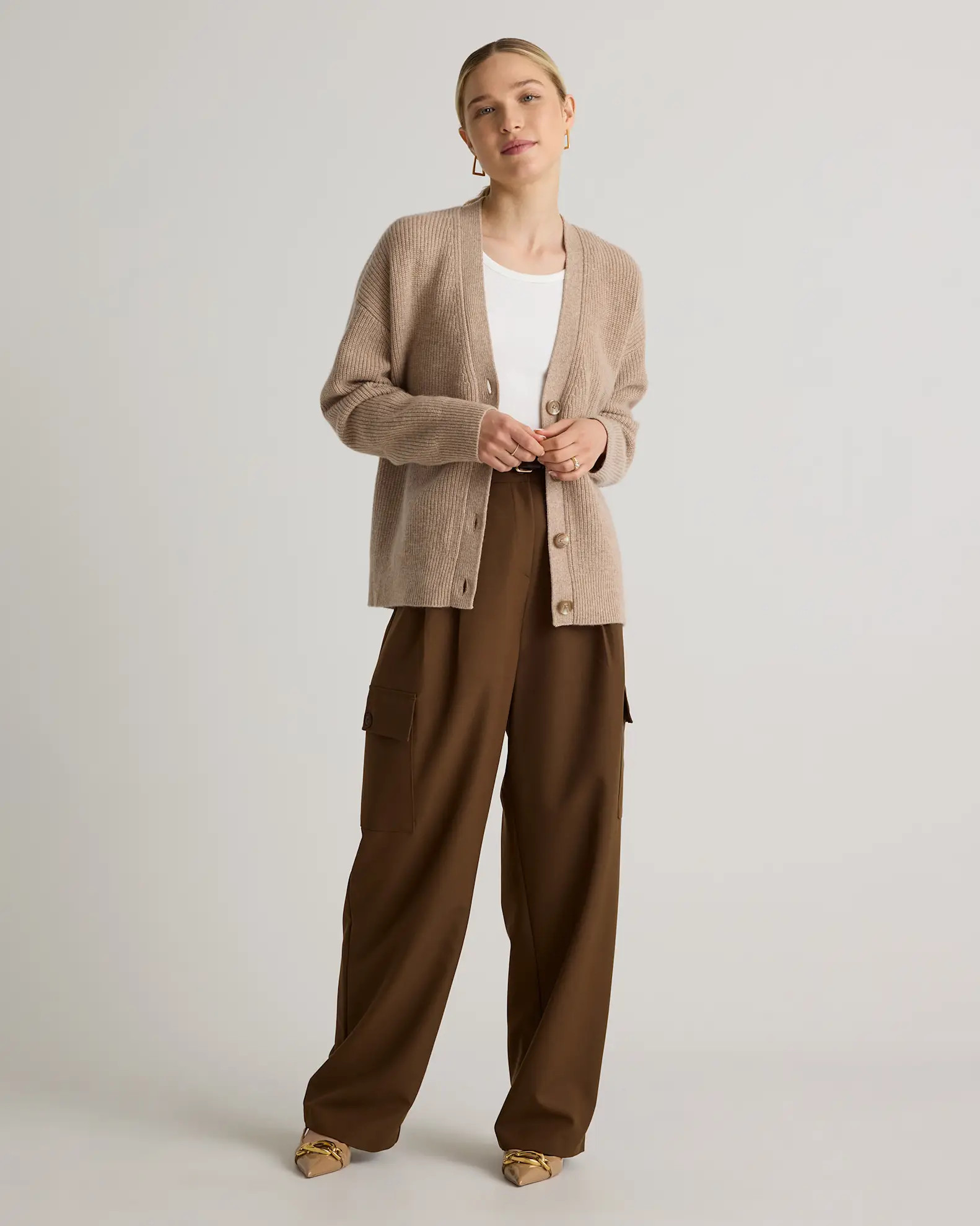 Mongolian Cashmere Fisherman Cropped Cardigan Sweater | Quince