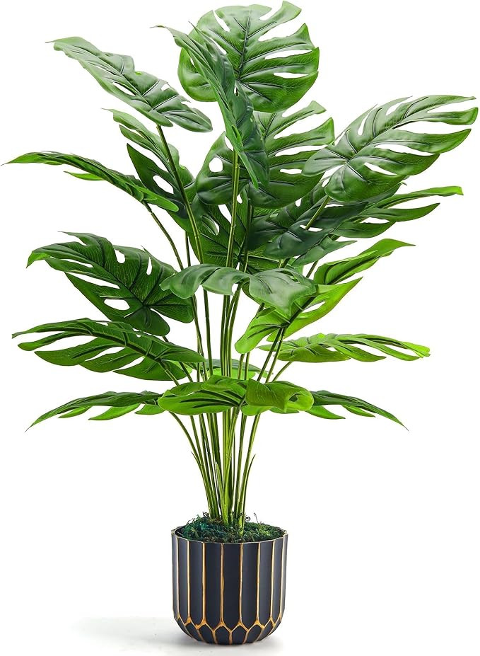 Der Rose 28'' Fake Plants Tall Artificial Monstera Faux Plants Indoor Outdoor Tree for Living Roo... | Amazon (US)