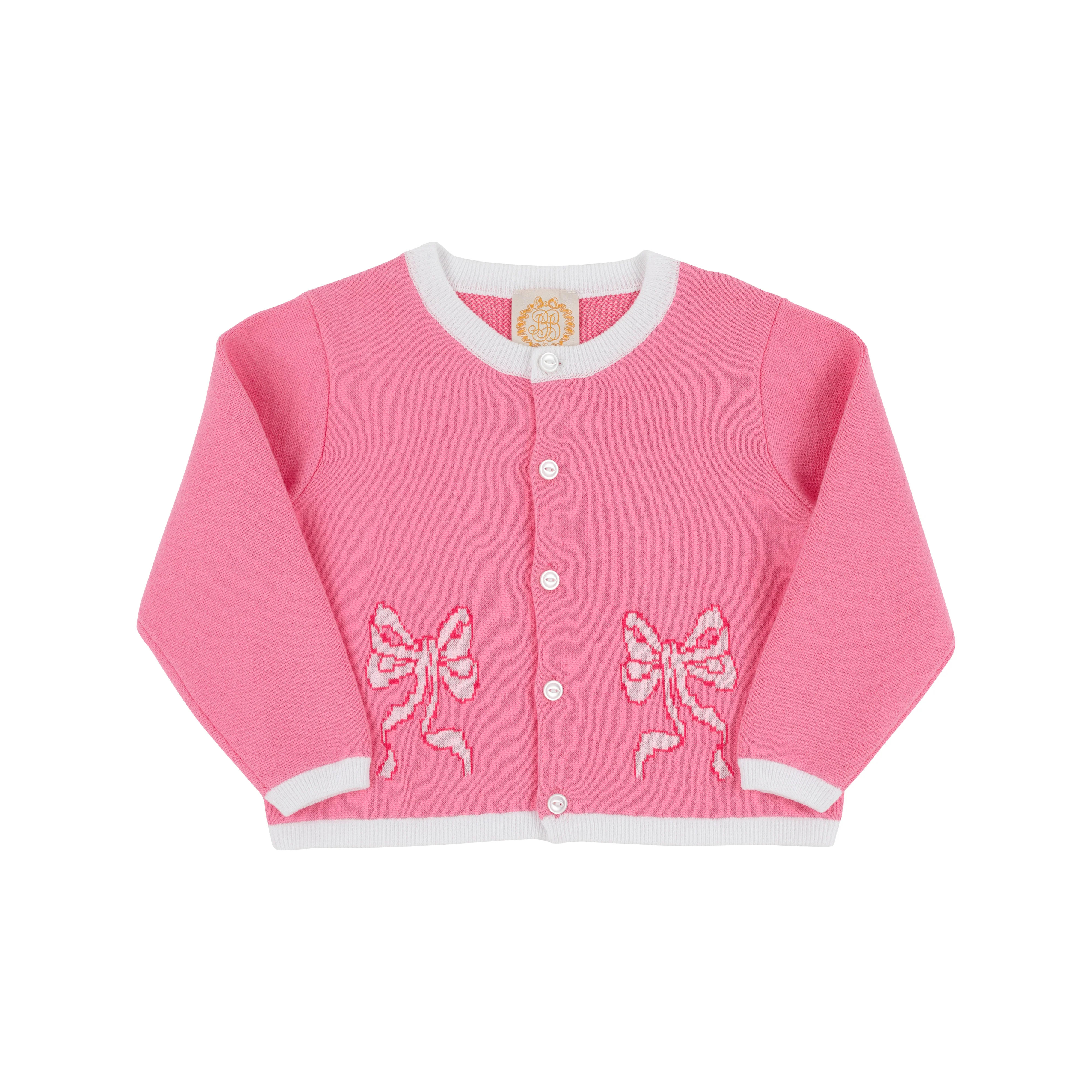 Cambridge Cardigan - Hamptons Hot Pink with Bows | The Beaufort Bonnet Company