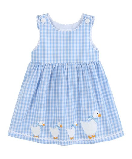 Lil Cactus Blue Gingham Goose Lace A-Line Dress - Infant, Toddler & Girls | Zulily