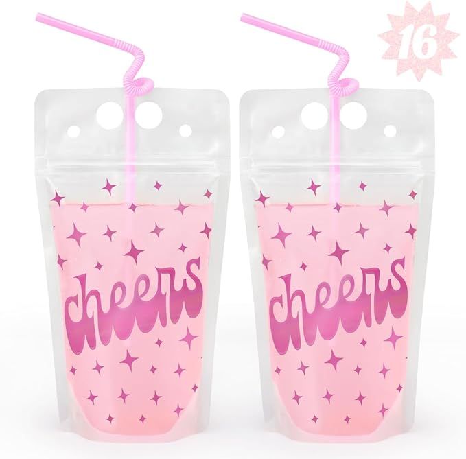 xo, Fetti Cheers Drink Pouches - 16 pouches + straws | Bachelorette Party Decorations, Birthday P... | Amazon (US)