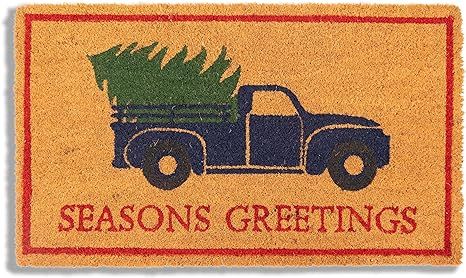 Avera Products | Seasons Greetings Vintage Truck Christmas Doormat, Festive Outdoor Winter Decor,... | Amazon (US)