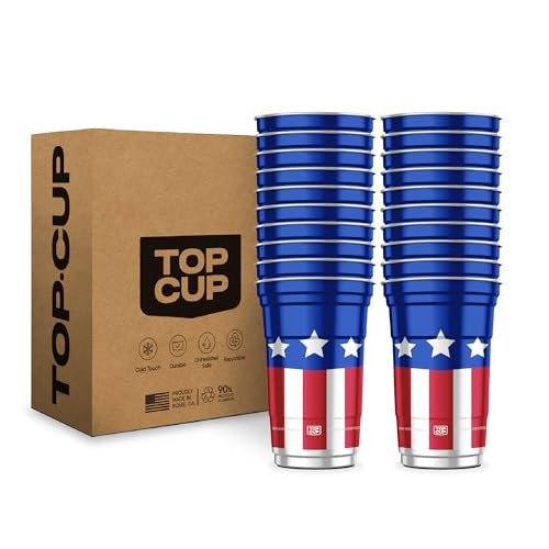 Top Cup America's 250th Birthday 20 oz Reusable Aluminum Party Cups 20 Count | Durable, Reusable & Recyclable, Made in USA | Amazon (US)