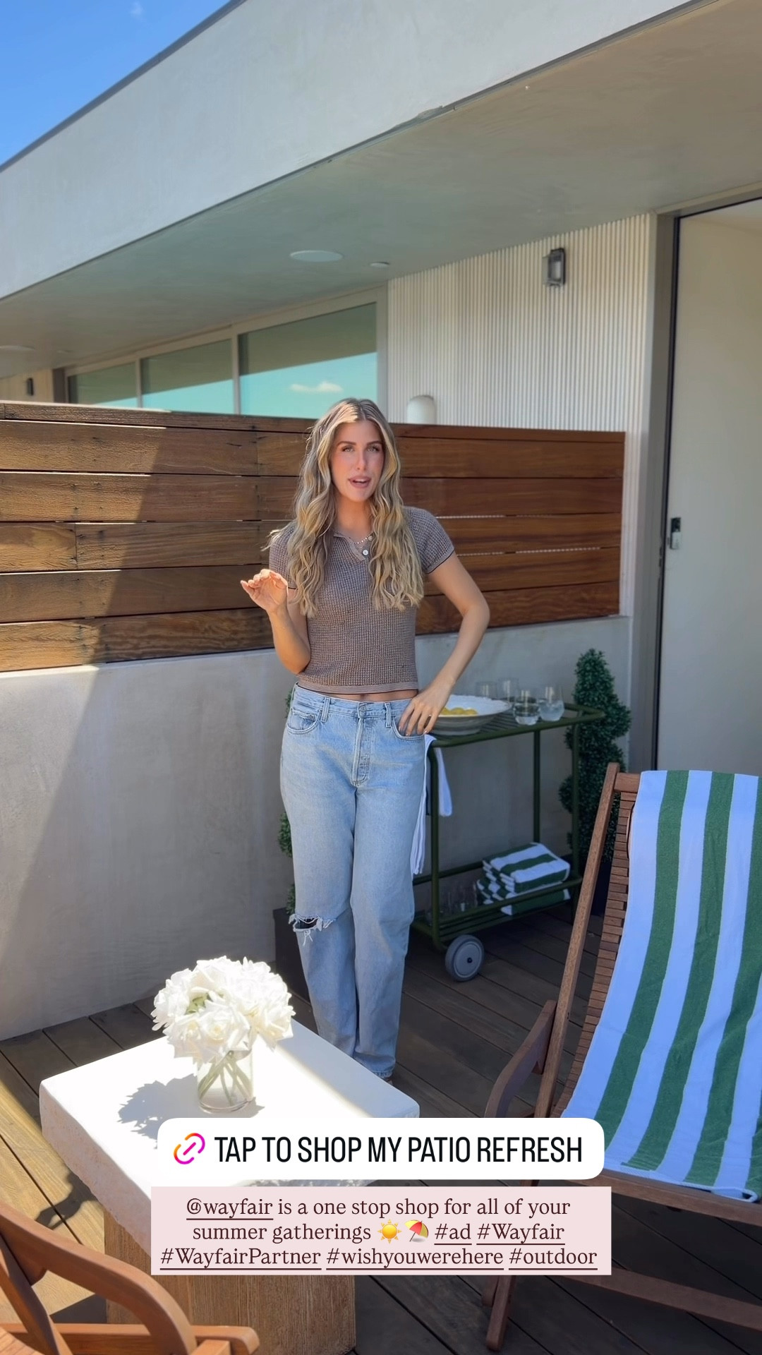 #ad Picked up the cutest chairs, side table and bar cart from @wayfair and just styled it all out here. It feels way more put together than the effort I put in!  #Wayfair #WayfairPartner #wishyouwerehere #outdoor 

#LTKHome #LTKSwim