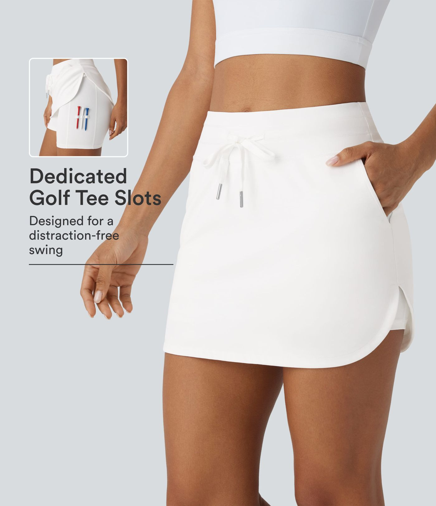 Women\u2019s SoftlyZero\u2122 QuickDry High Waisted Drawstring Pocket 2-in-1 Curved Hem Mini Golf... | HALARA