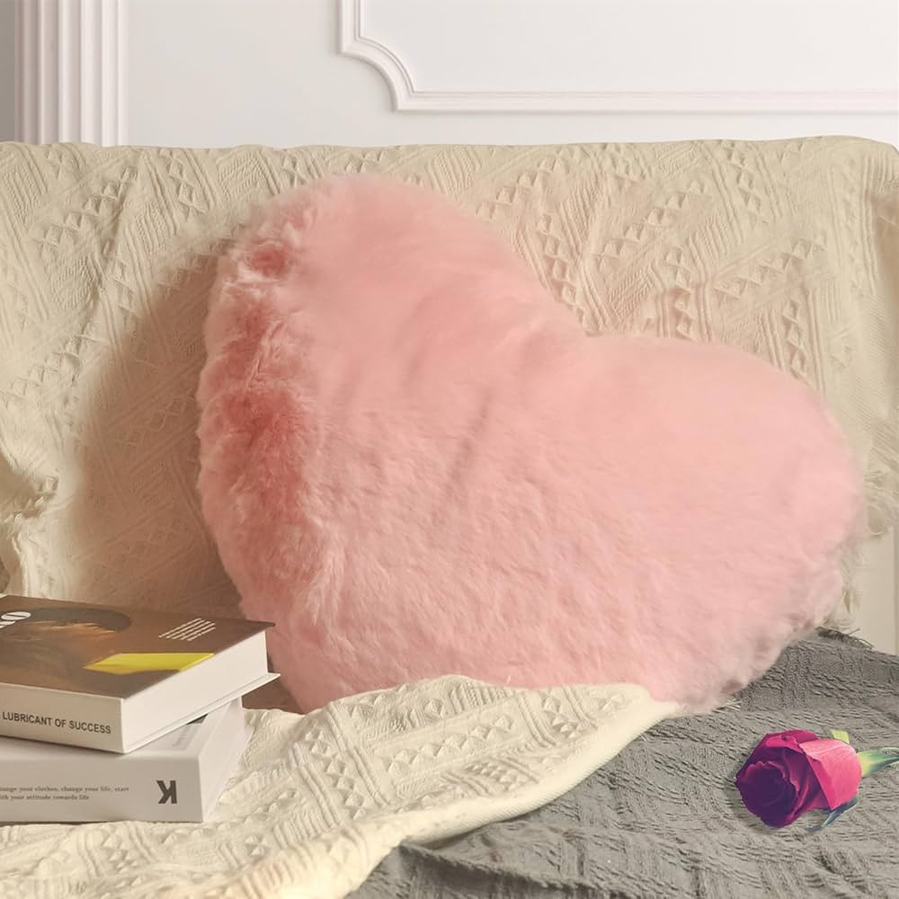 YRXRUS Heart Pillow, Love Pillow for Valentine's Day, 14X17 Inch Large Pink Heart Shaped Pillows,... | Amazon (US)