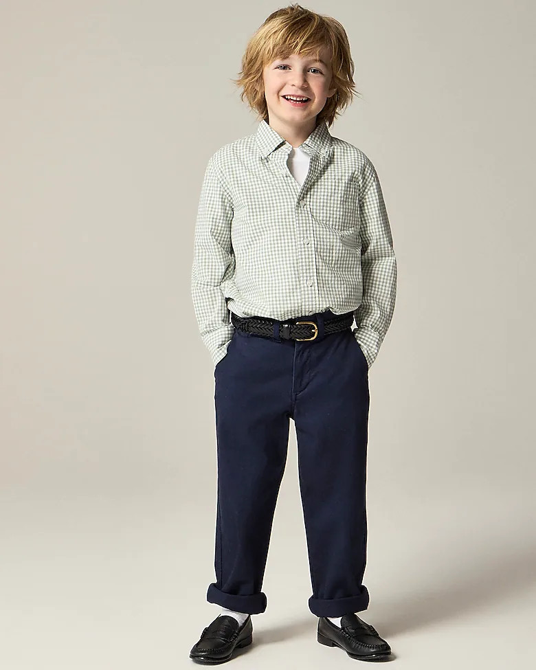 Kids' stretch poplin button-down in gingham | J. Crew US