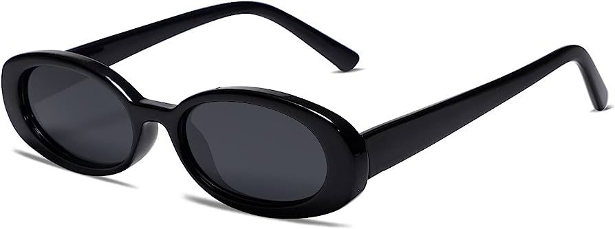 VANLINKER 90s Sunglasses for Women Men, Retro Oval Sunglasses Narrow Eyeglasses Polarized UV400 P... | Amazon (US)