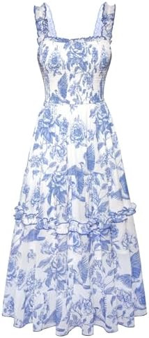 SCARLET DARKNESS Floral Dress for Women 2026 Flowy Sundress Smocked Cottagecore Dresses | Amazon (US)