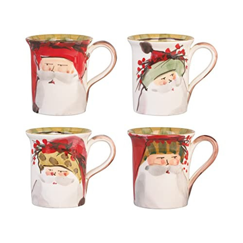Vietri Old St. Nick Assorted Mugs, Set of 4 4.5" H, 14 oz Terra Bianca Ceramic Mugs, Coffee Cup Set | Amazon (US)