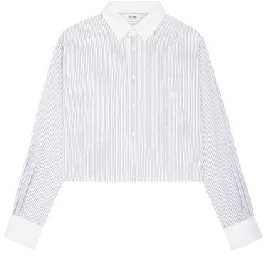 Cropped shirt in striped poplin | 24S US