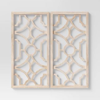 Set of 2 Wood Lattice Wall Hanging Brown - Threshold&#8482; | Target