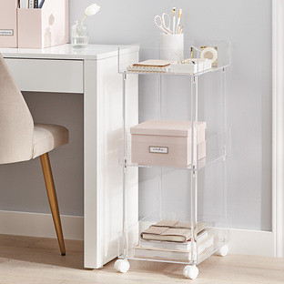 Luxe Acrylic&trade; 3-Tier Rolling Cart | The Container Store