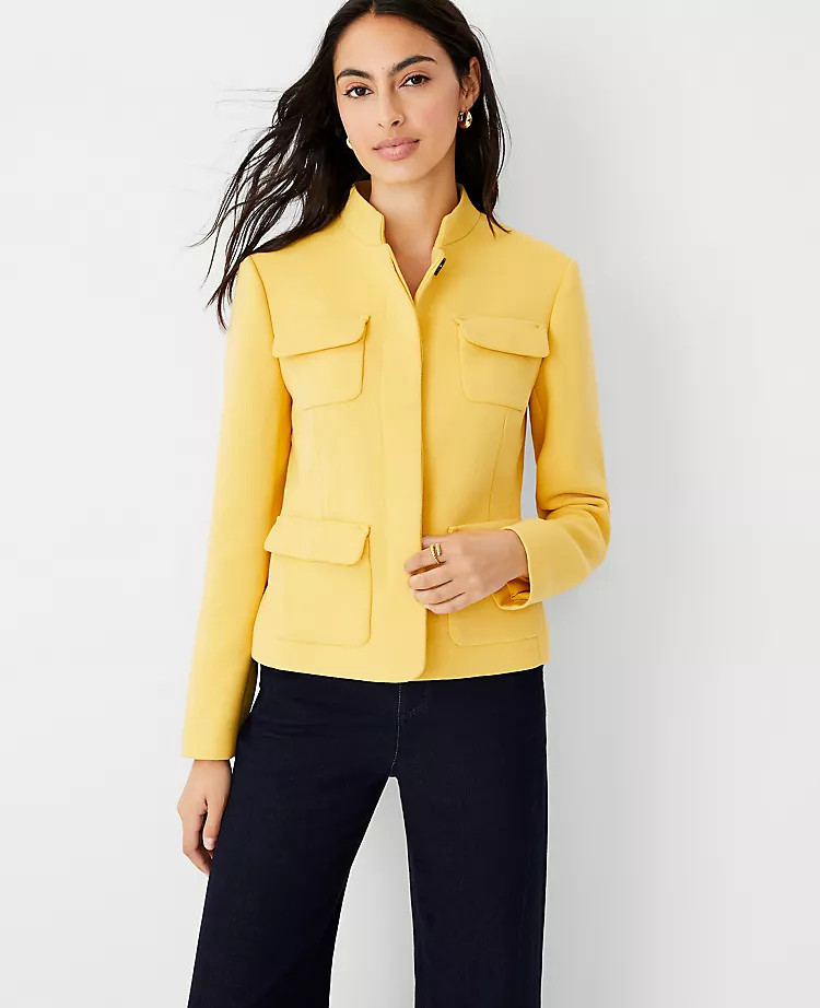 Mock Neck Patch Pocket Jacket | Ann Taylor | Ann Taylor (US)