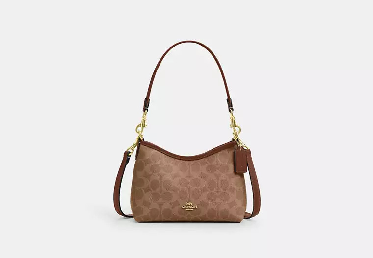 Coach Outlet Laurel Shoulder Bag In Signature Canvas - Brown, Size: Small | Coach Outlet US