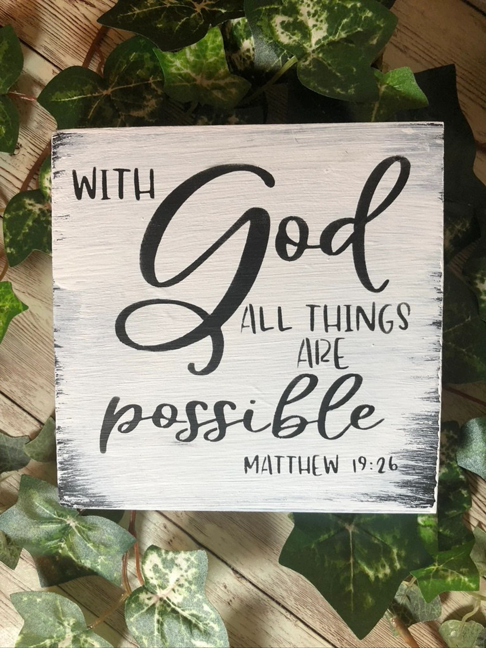 Bible Verse Sign | With God All Things are Possible Wood Sign | Scripture Wall Art Wood | Etsy (US)