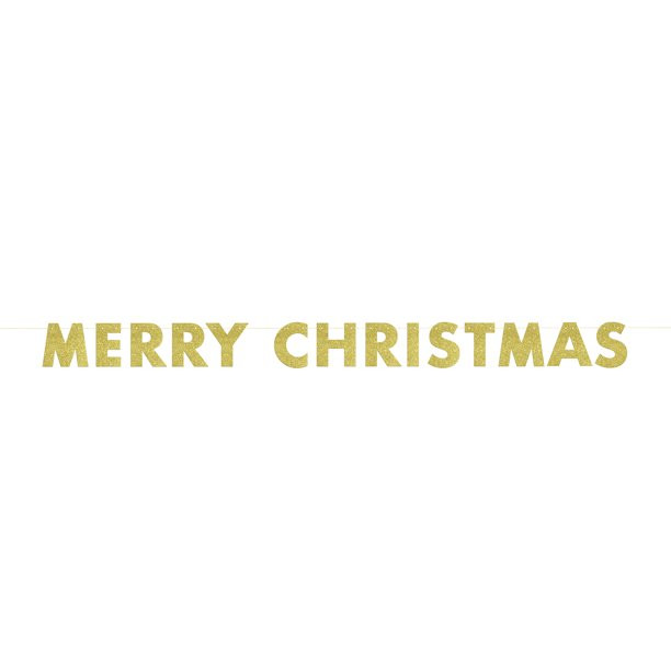 Gold Glitter Merry Christmas Banner, 9ft - Walmart.com | Walmart (US)