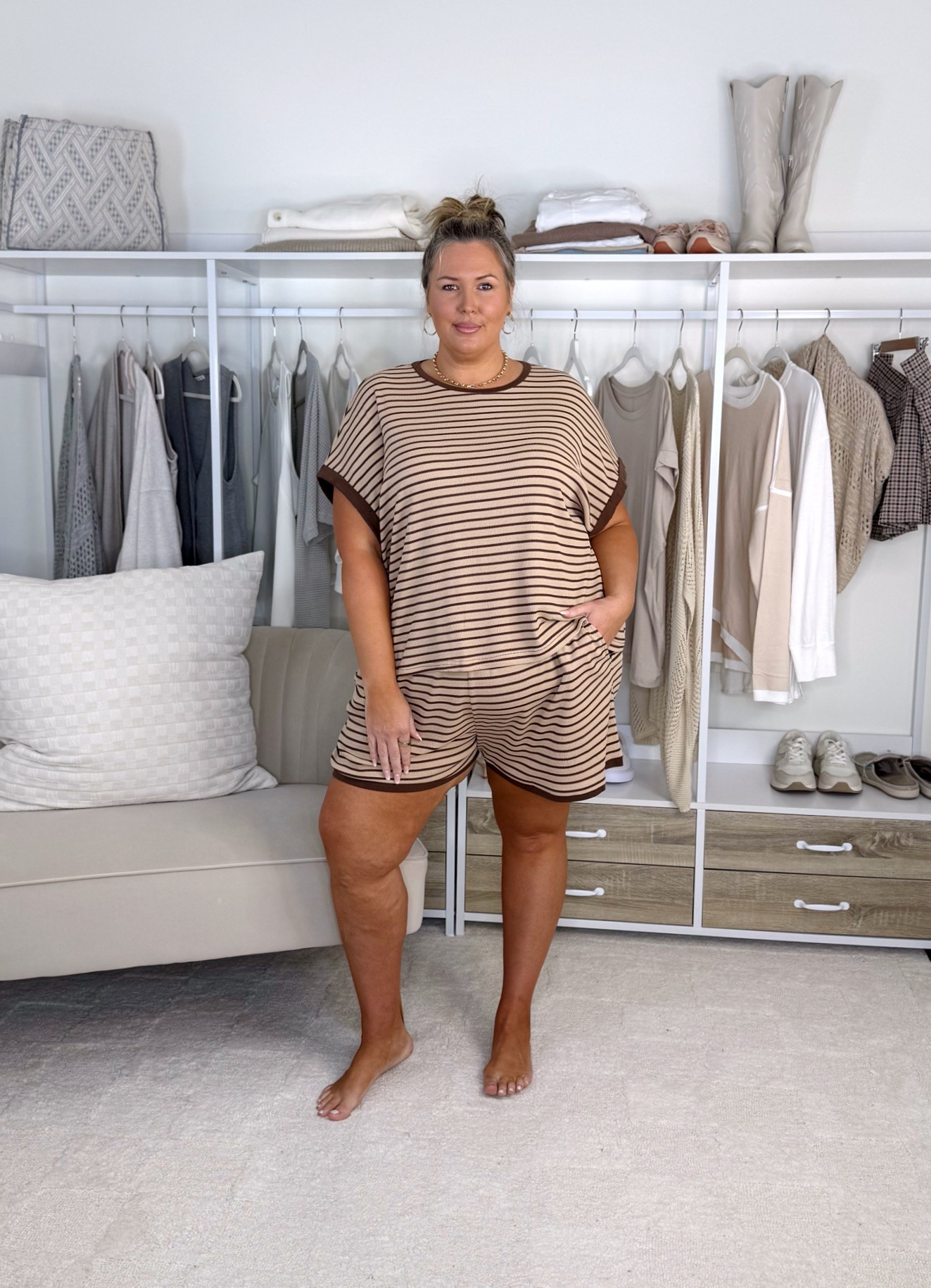 Comfy Amazon sets! Wearing a 3X in the black set, green set is a 2X, burgundy set is a 3X, striped sets are 4X. Plus size, outfit inspo, casual fashion, fall fashion, mom life

#LTKSeasonal #LTKPlusSize #LTKMidsize