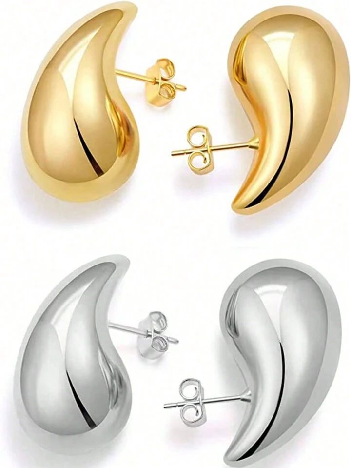 2pairs/set Fashionable Water-drop Design Stud Earrings For Women For Gift4.90(1000+) | SHEIN