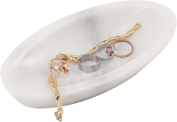 Radicaln Marble Jewelry Tray White 7" Inch Aesthetic Room Décor Handmade Jewelry Holder Organize... | Amazon (US)