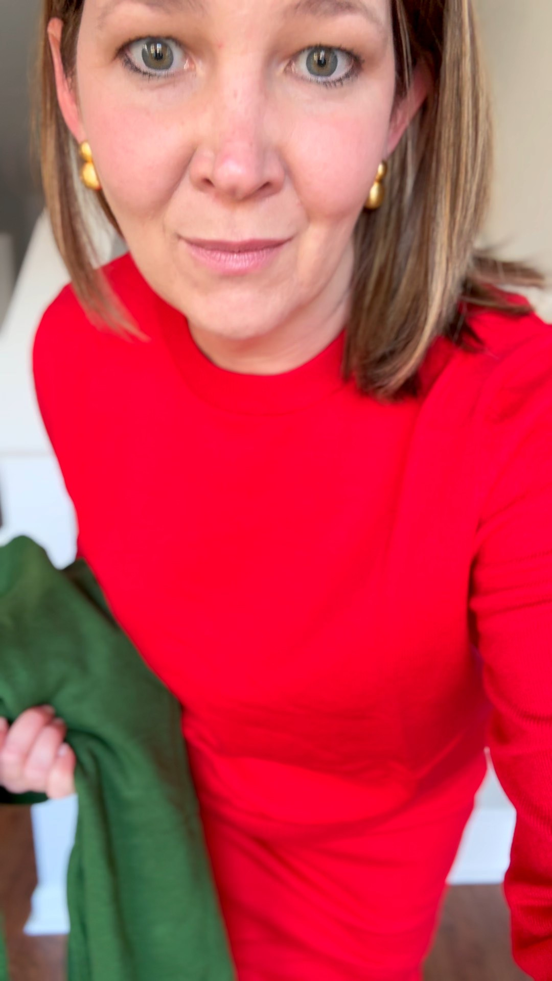 Sweater skirt set in red and green 

ALWAYSAGNES wearing a medium in both! 

#LTKOver40 #LTKSeasonal #LTKHoliday