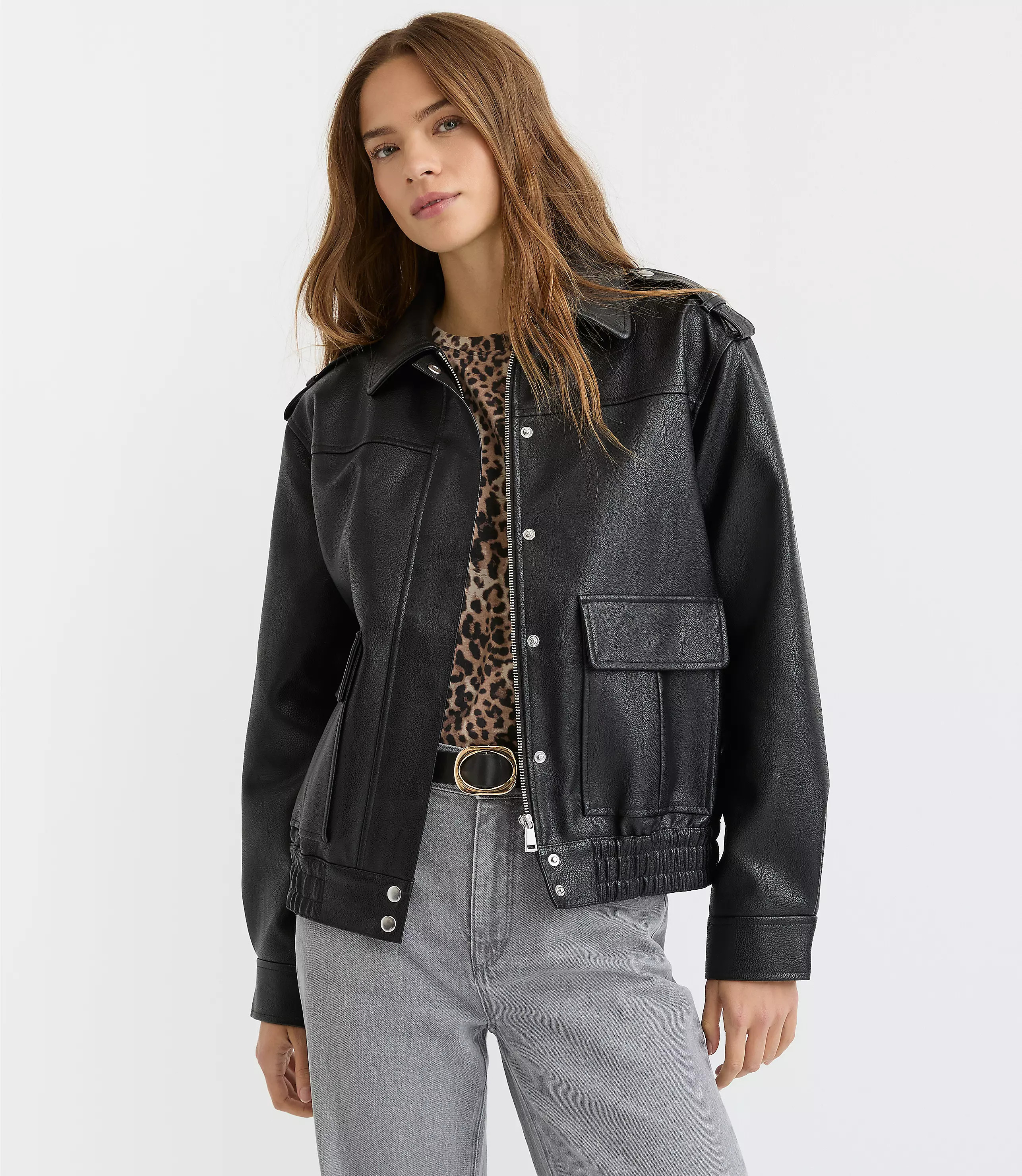 Pebbled Faux Leather Jacket | LOFT