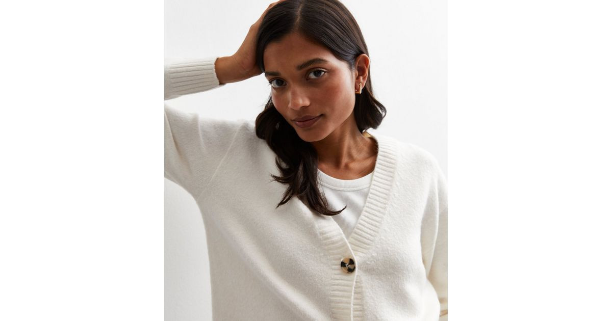 Off White Knit Button Front Cardigan | New Look | New Look (UK)