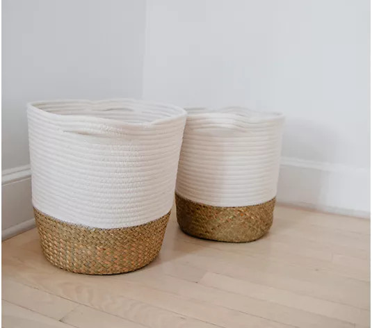 Set of 2 Small and Large Cotton Rope Baskets by Lauren McBride - QVC.com | QVC