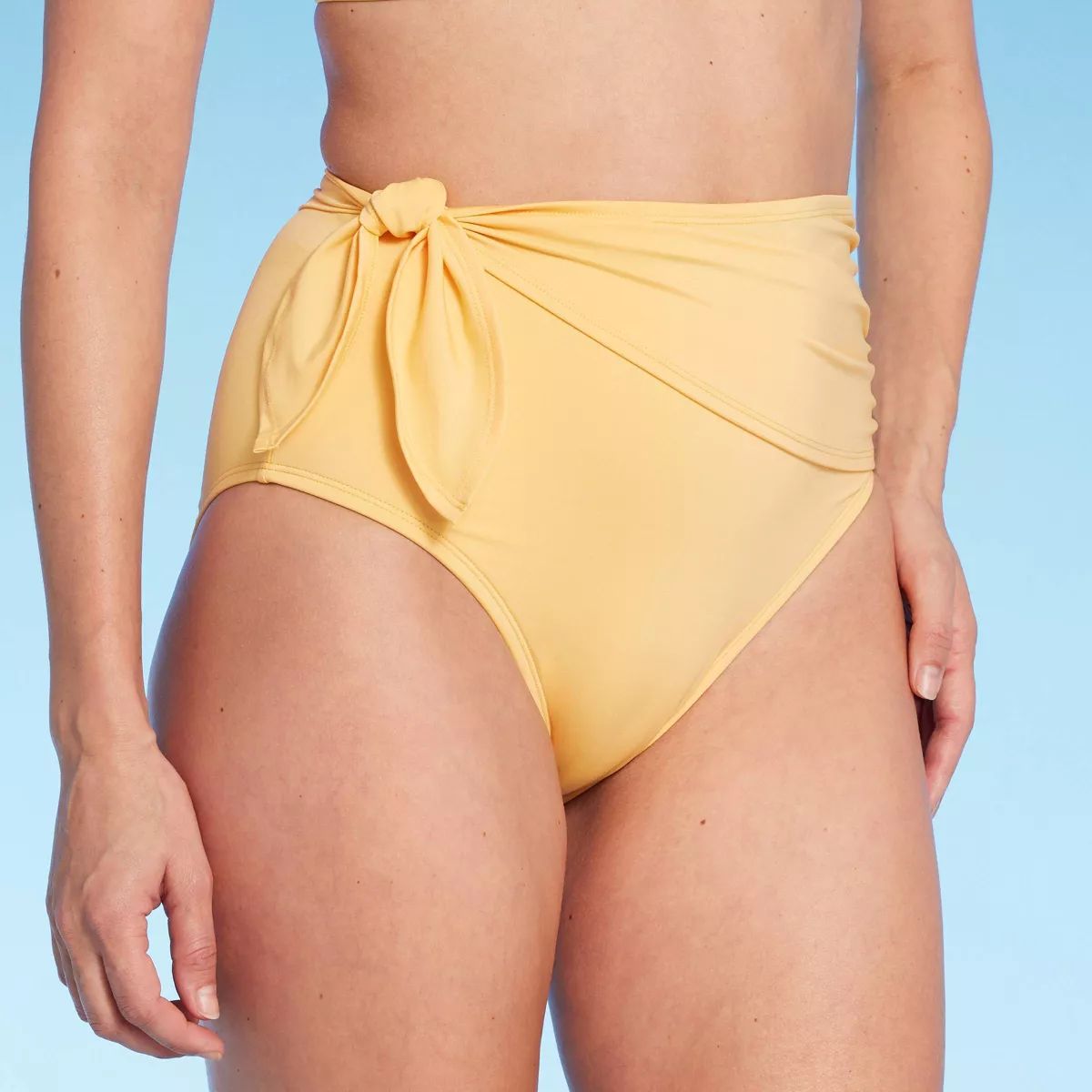 Women's Sash Tie High Waist Medium Coverage Bikini Bottom - Kona Sol™ Yellow | Target