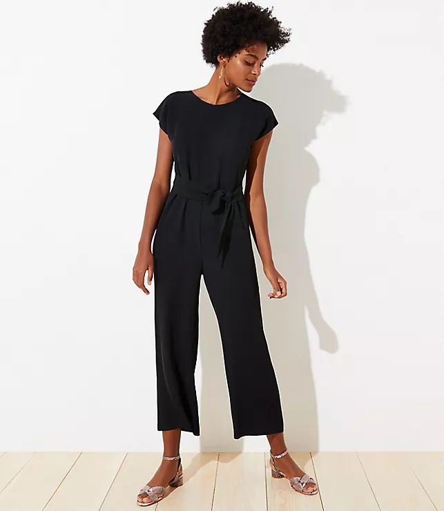 Petite V-Back Tie Waist Jumpsuit | LOFT