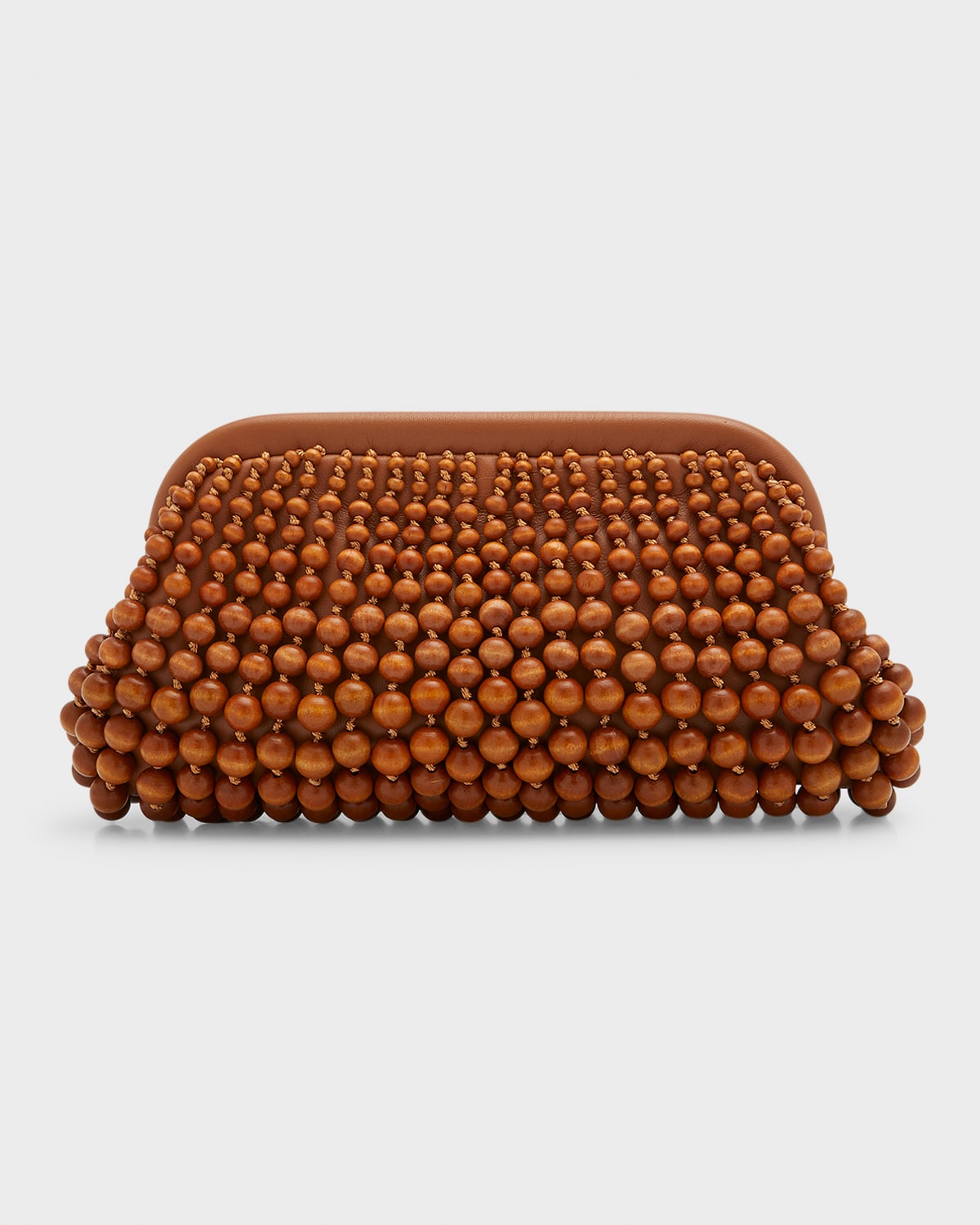 Nia Wooden Beaded Clutch Bag, Chestnut | Neiman Marcus