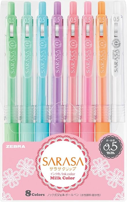 ZEBRA Sarasa Clip 0.5mm Ballpoint Pen, 8 Color Set (JJ15-8C-MK ) | Amazon (US)