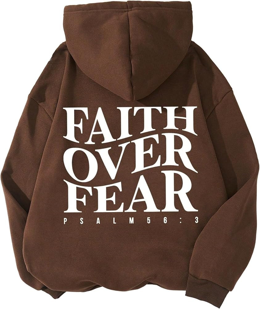 Floerns Women's Letter Graphic Print Long Sleeve Drawstring Hoodie Sweatshirt | Amazon (US)