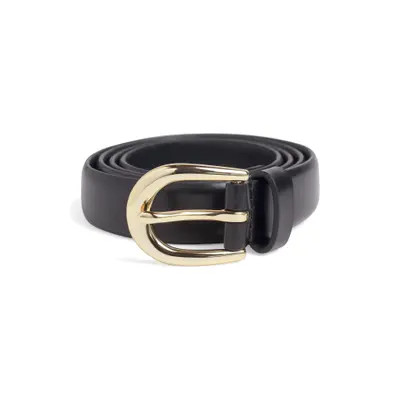 Favorite Daughter The Favorite Leather Belt in Black /Gold at Nordstrom, Size X-Small | Nordstrom