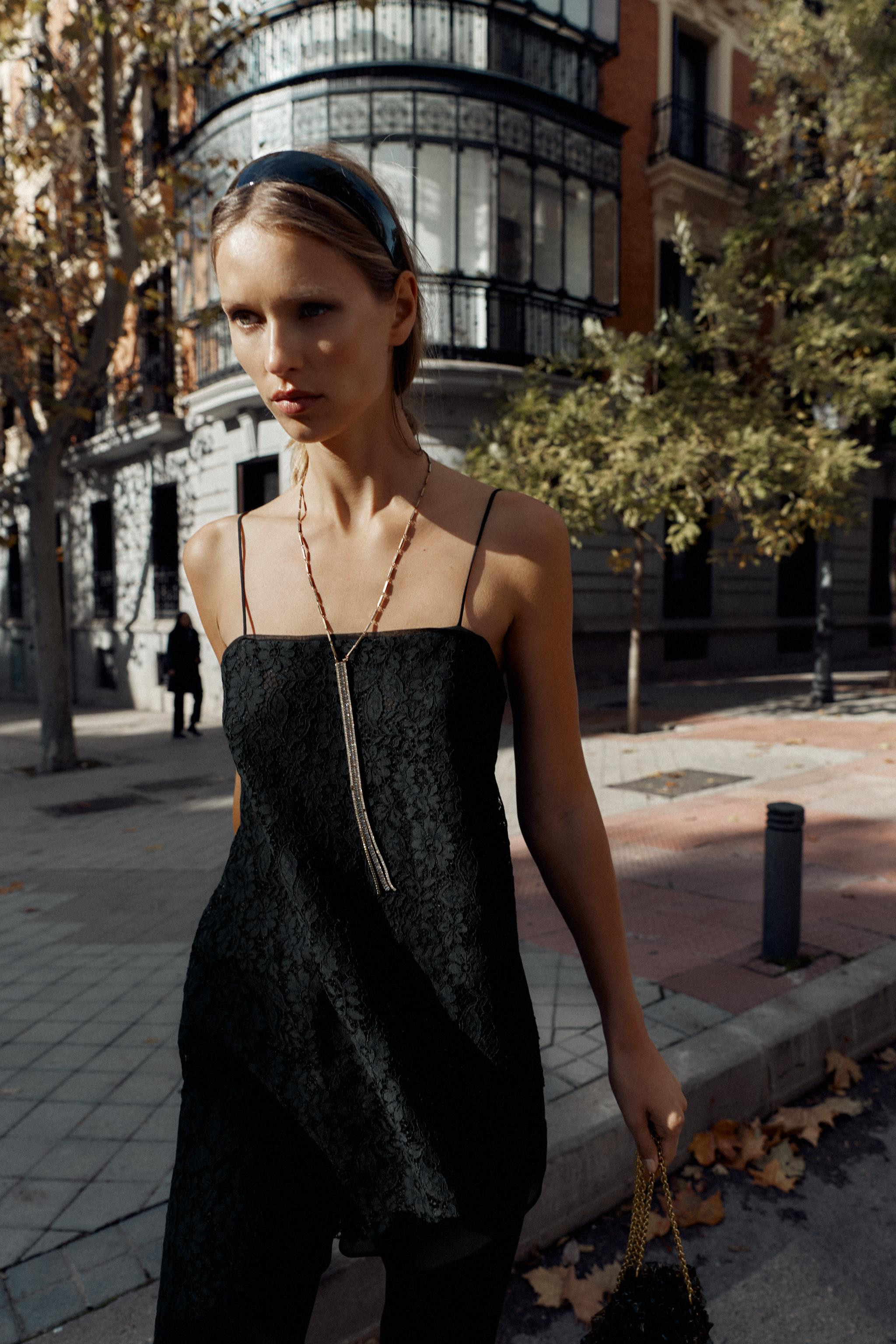 ASYMMETRIC LACE LONG TOP | Zara UK