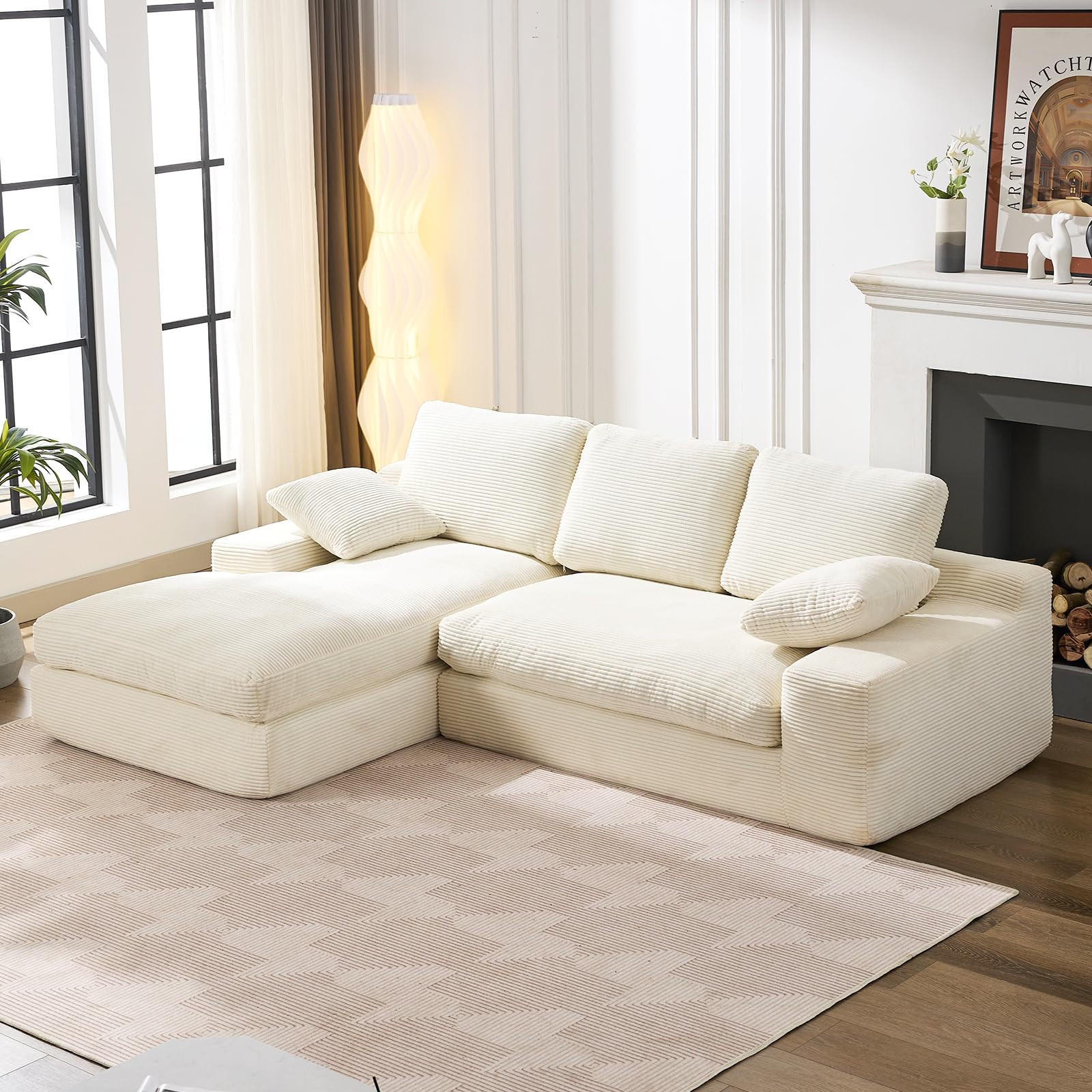 98.4" Cloud Modular Sectional Couch with Chaise,L-Shaped Modern Upholstered Sofa with Deep Seat,C... | Amazon (US)