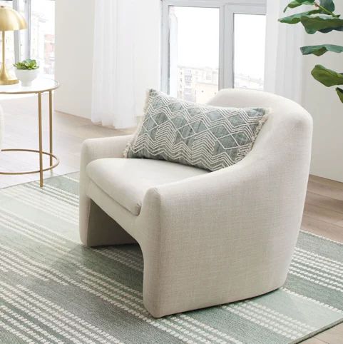 Better Homes & Gardens Emerson Curvy Accent Chair, Cream Linen - Walmart.com | Walmart (US)