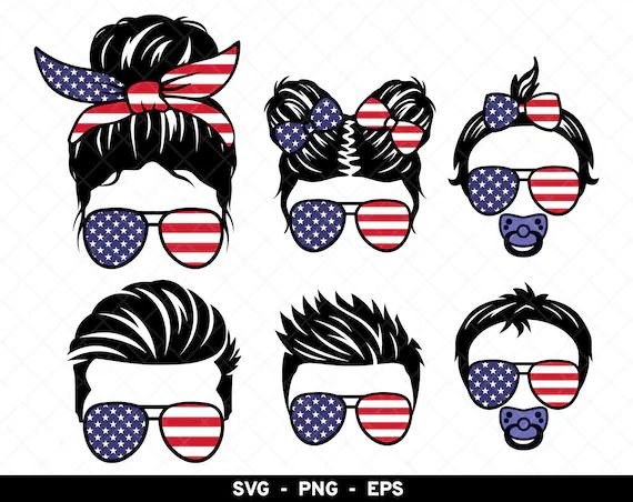 American Family Svg Patriotic Family Life SVG Messy Bun | Etsy | Etsy (US)