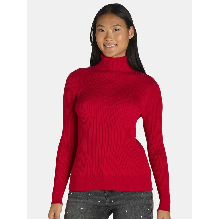 Time and Tru Women's Rib Turtleneck Sweater, Lightweight, Size XS-XXXL - Walmart.com | Walmart (US)