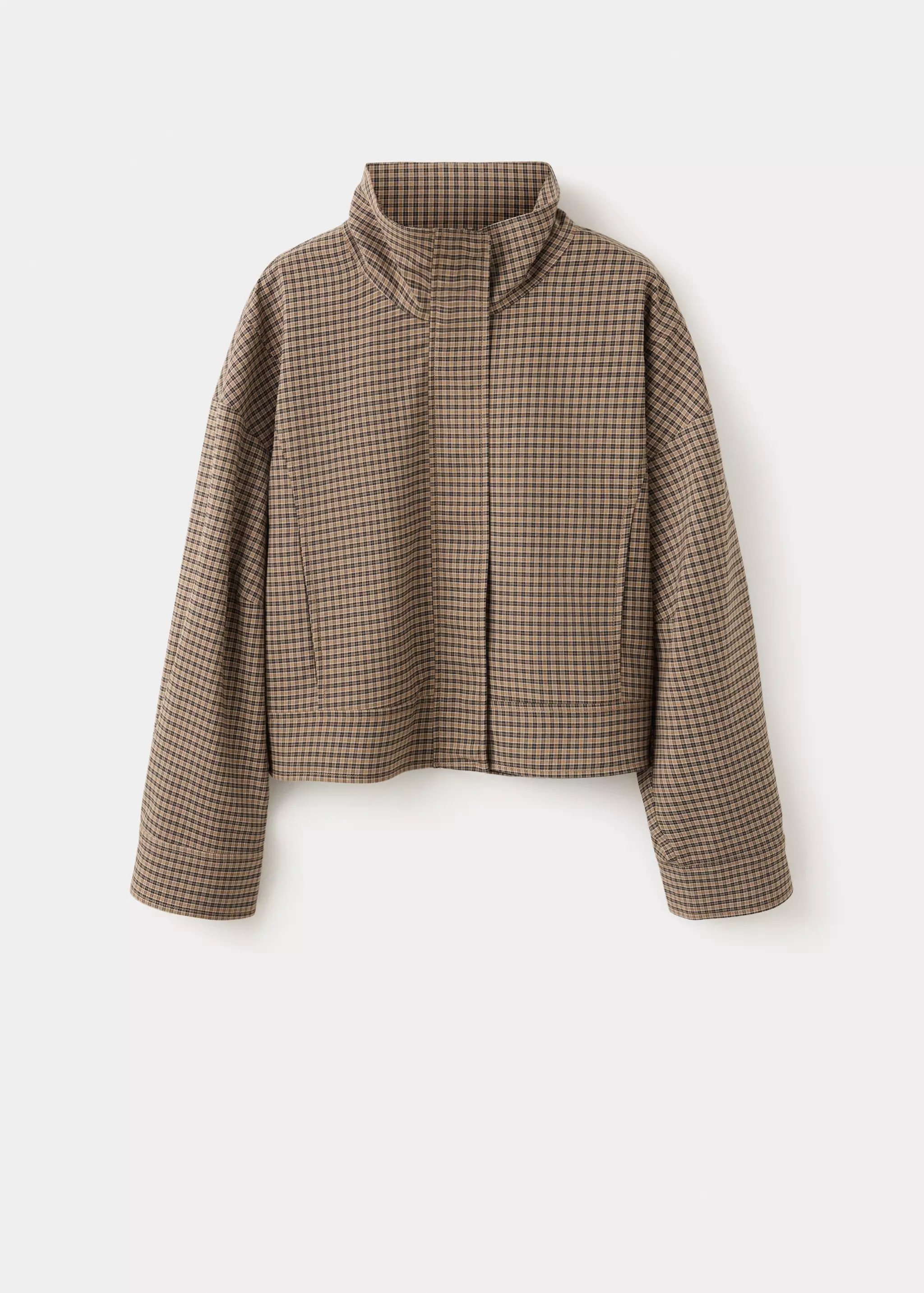 Checked jacket with funnel neck | MANGO (UK)
