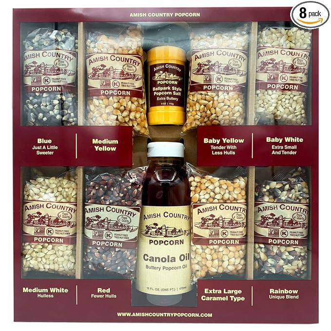 Amish Country Popcorn | 8-4 oz Bags | Stovetop Popping Sampler Pack with Canola Oil and BallPark ... | Amazon (US)