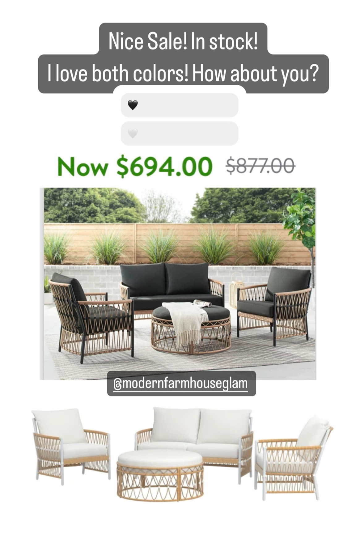 Patio set furniture table ottoman chair outdoor Walmart summer couch sectional loveseat rug on sale Modern Farmhouse Glam

#LTKhome #LTKSeasonal #LTKsalealert