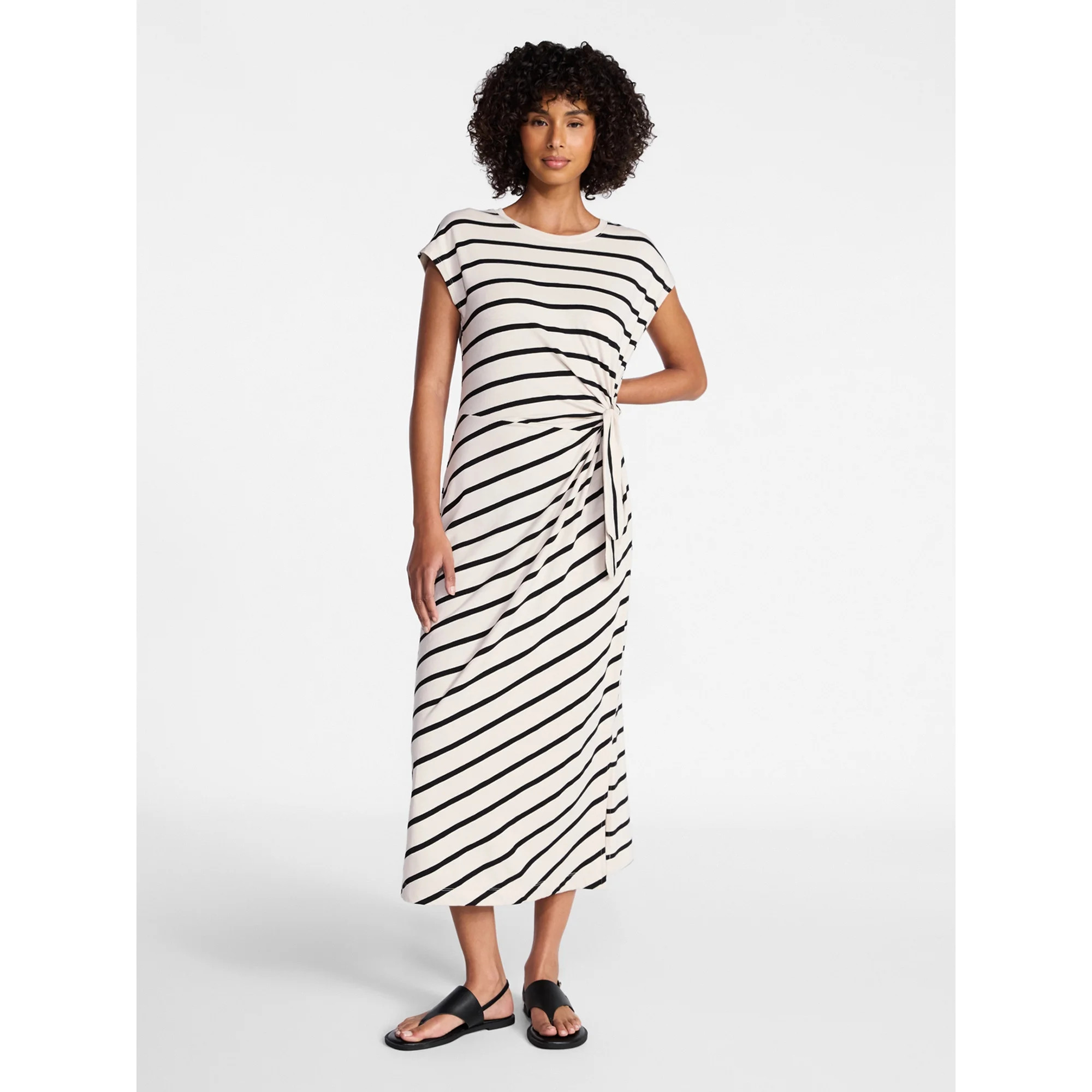 Time and Tru Women's and Women's Plus Side Tie Midi Dress with Dolman Sleeves, Sizes XS-4X | Walmart (US)