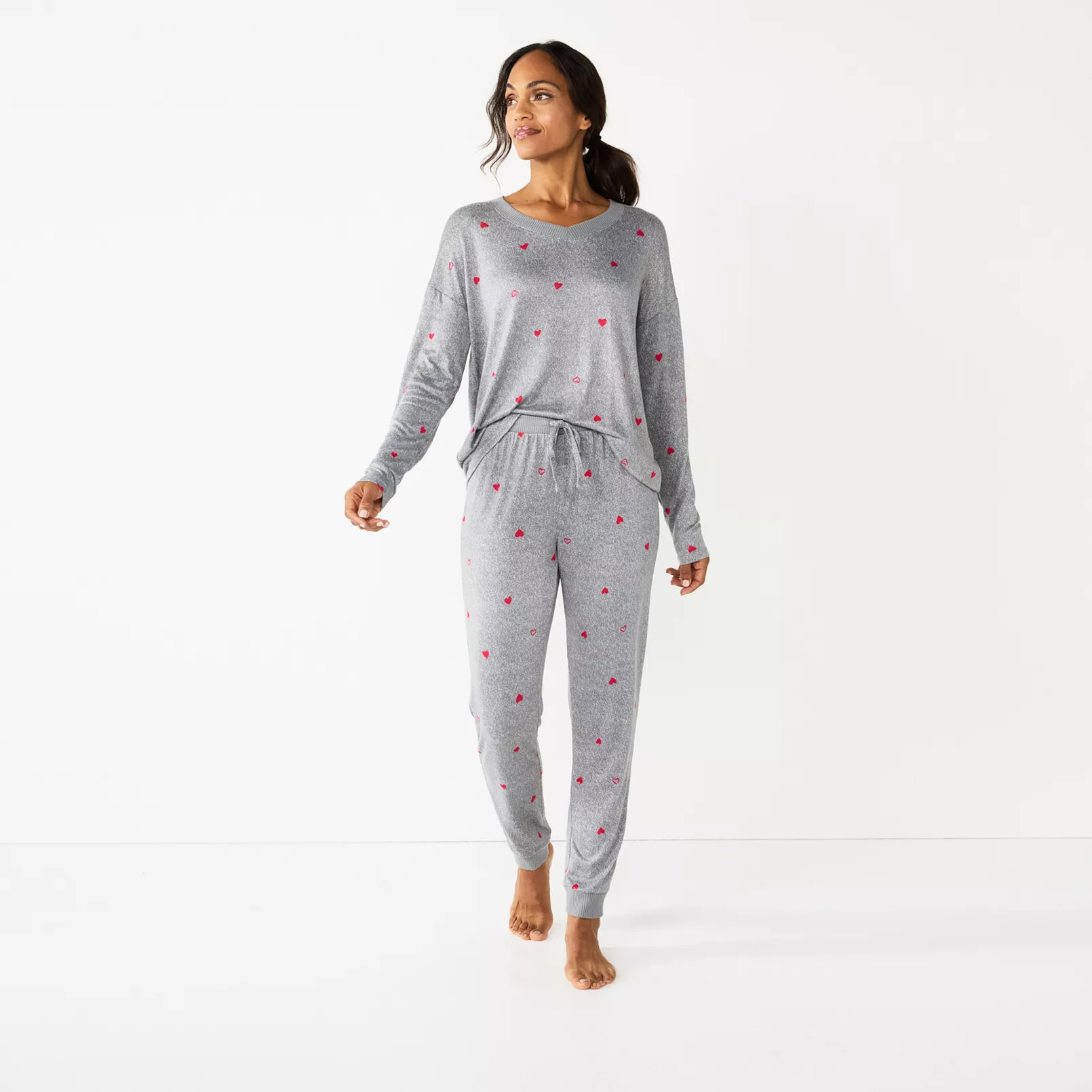 Women's Sonoma Goods For Life® Cozy V-Neck Pajama Top & Pajama Pants Sleep Set | Kohl's