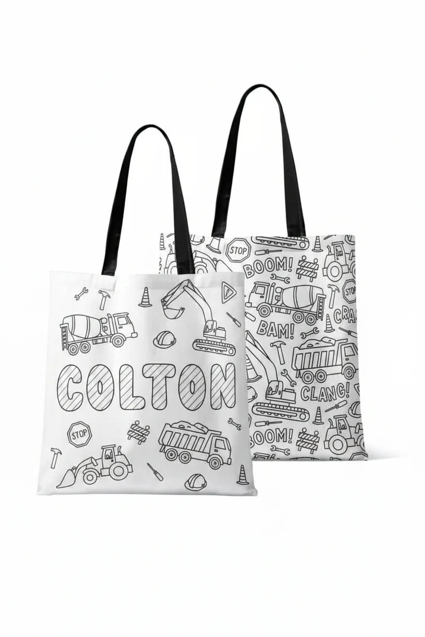 Colorable Personalized Tote Bags | Construction Zone | Caden Lane